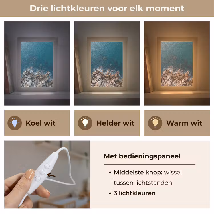 Zee - Kustlijn - Natuur - Abstract - Blauw Light Box met kabel (Wandlamp) klein -USP_lichtkleurNL