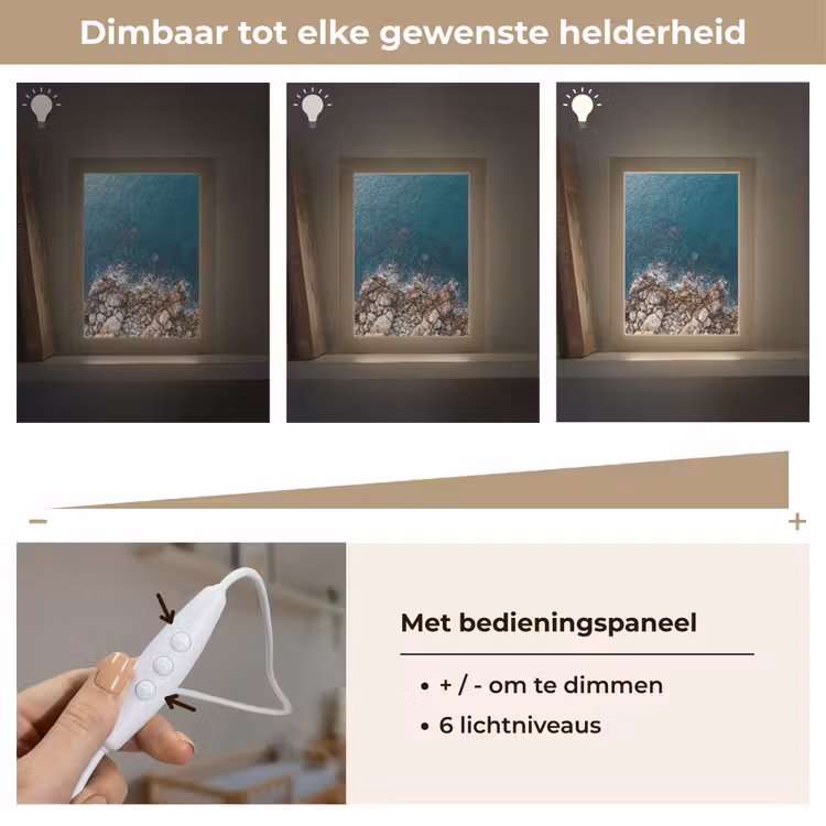 Zee - Kustlijn - Natuur - Abstract - Blauw Light Box met kabel (Wandlamp) klein -USP_dimbaarNL