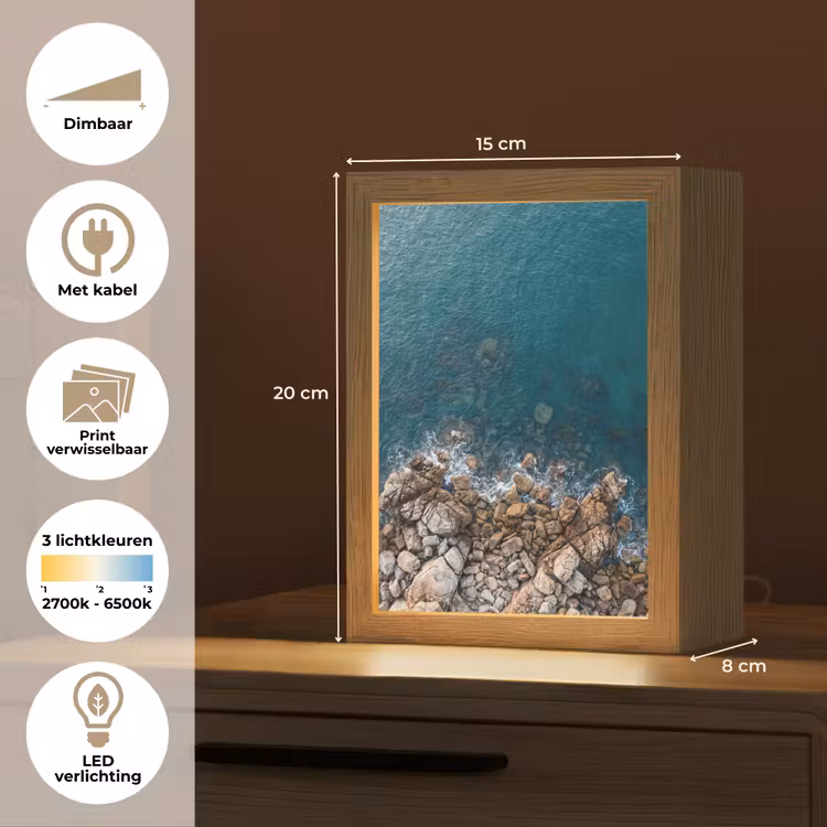 Zee - Kustlijn - Natuur - Abstract - Blauw Light Box met kabel (Wandlamp) klein -USP_websiteoverzichtNL