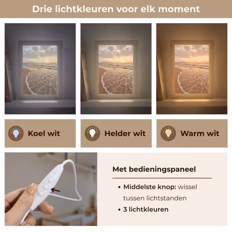 Zee - Kustlijn - Wolken - Landschap - Oranje Light Box met kabel (Wandlamp) klein -USP_lichtkleurNL