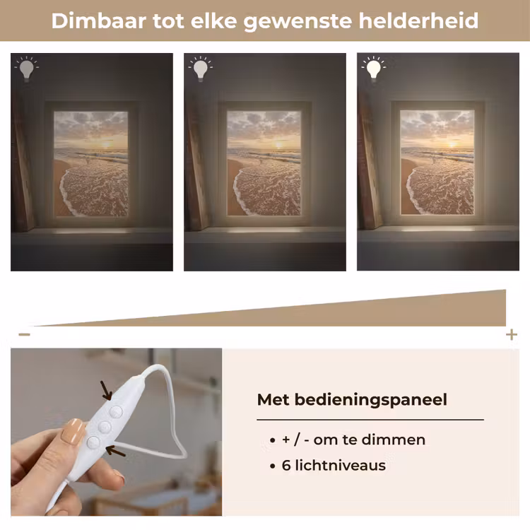 Zee - Kustlijn - Wolken - Landschap - Oranje Light Box met kabel (Wandlamp) klein -USP_dimbaarNL