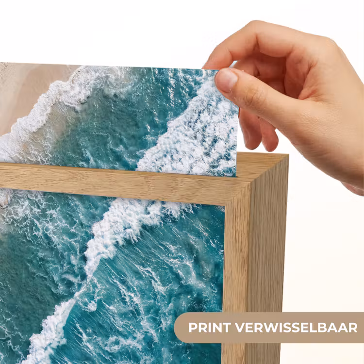 Zee - Strand - Golven - Natuur - Blauw Light Box met kabel (Wandlamp) klein -USP_websiteprintNL