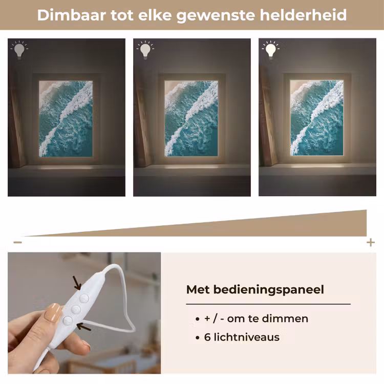 Zee - Strand - Golven - Natuur - Blauw Light Box met kabel (Wandlamp) klein -USP_dimbaarNL