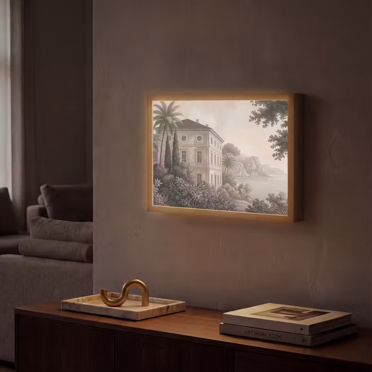 Zee - Villa - Beige Light Box met batterij (Wandlamp) middel -sfeer1
