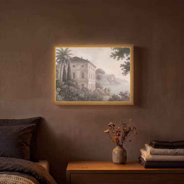 Zee - Villa - Beige Light Box met batterij (Wandlamp) middel -sfeer4