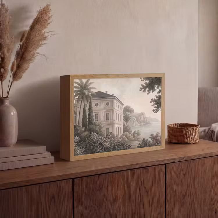Zee - Villa - Beige Light Box met batterij (Wandlamp) middel -sfeer2