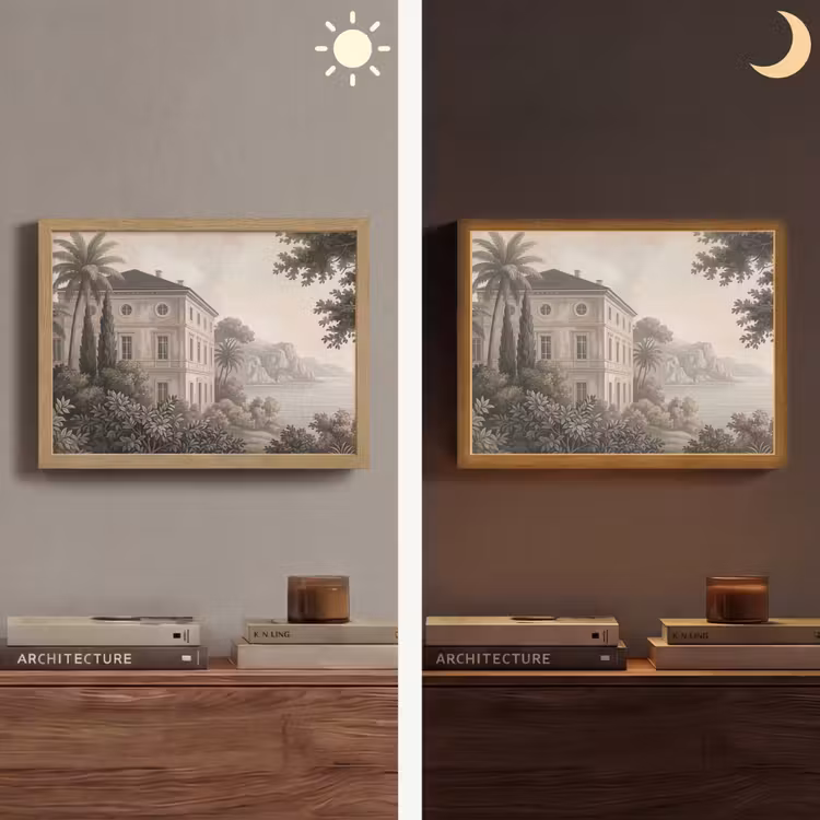 Zee - Villa - Beige Light Box met batterij (Wandlamp) middel -sfeer3