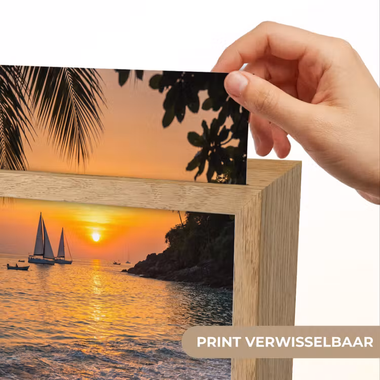 Zee - Zonsondergang - Boot - Natuur - Oranje Light Box met kabel (Wandlamp) klein -USP_websiteprintNL