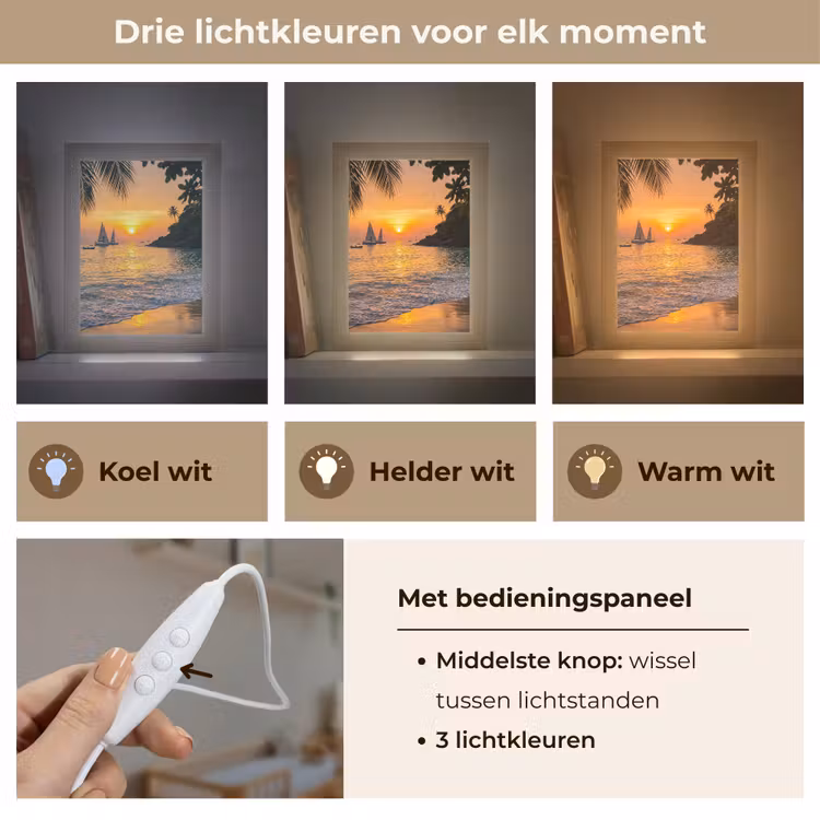 Zee - Zonsondergang - Boot - Natuur - Oranje Light Box met kabel (Wandlamp) klein -USP_lichtkleurNL