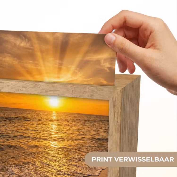 Zee - Zonsondergang - Golven - Kust - Oranje Light Box met kabel (Wandlamp) klein -USP_websiteprintNL