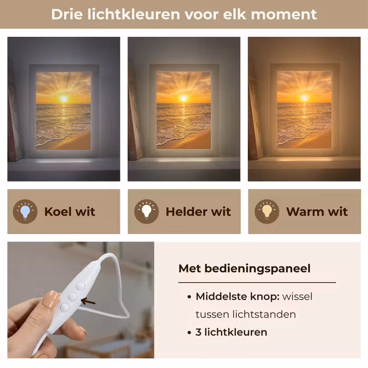 Zee - Zonsondergang - Golven - Kust - Oranje Light Box met kabel (Wandlamp) klein -USP_lichtkleurNL