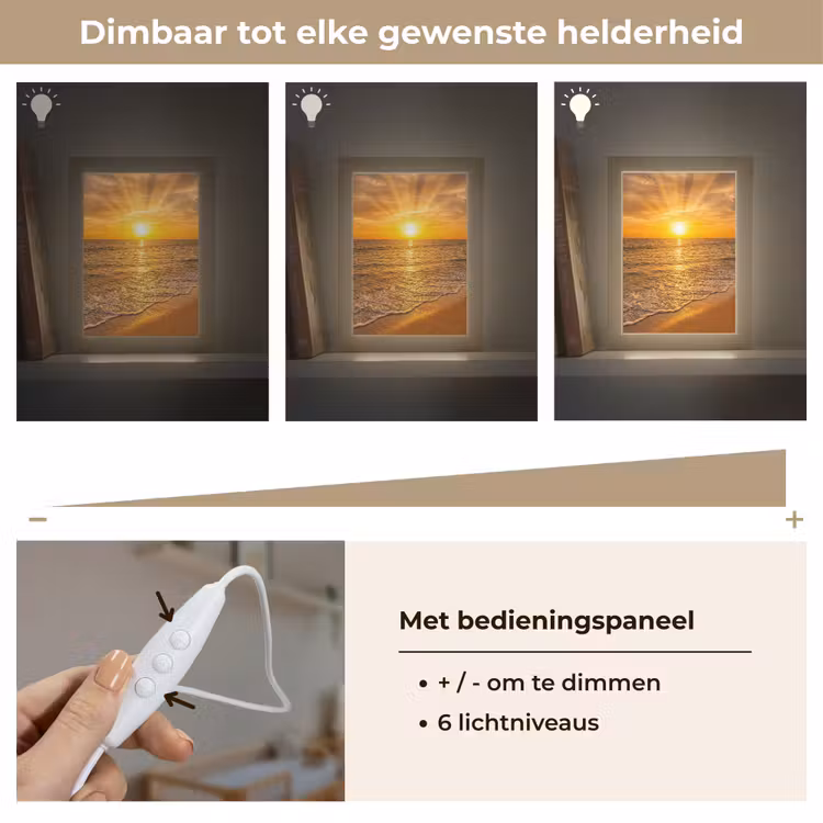 Zee - Zonsondergang - Golven - Kust - Oranje Light Box met kabel (Wandlamp) klein -USP_dimbaarNL