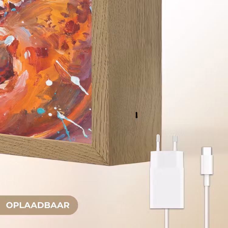 Zeeleven - Kreeft - Spatters - Abstract - Roze Light Box met batterij (Wandlamp) middel -USP_websiteoplaadbaarNL