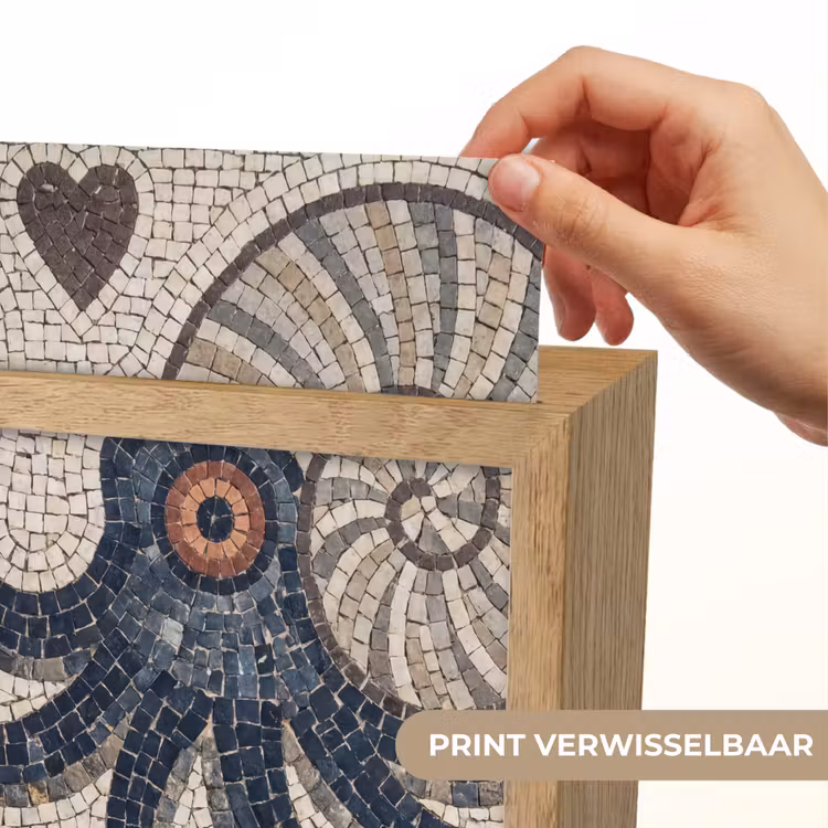Zeeleven - Mozaïek - Kunst - Vintage - Beige Light Box met kabel (Wandlamp) klein -USP_websiteprintNL