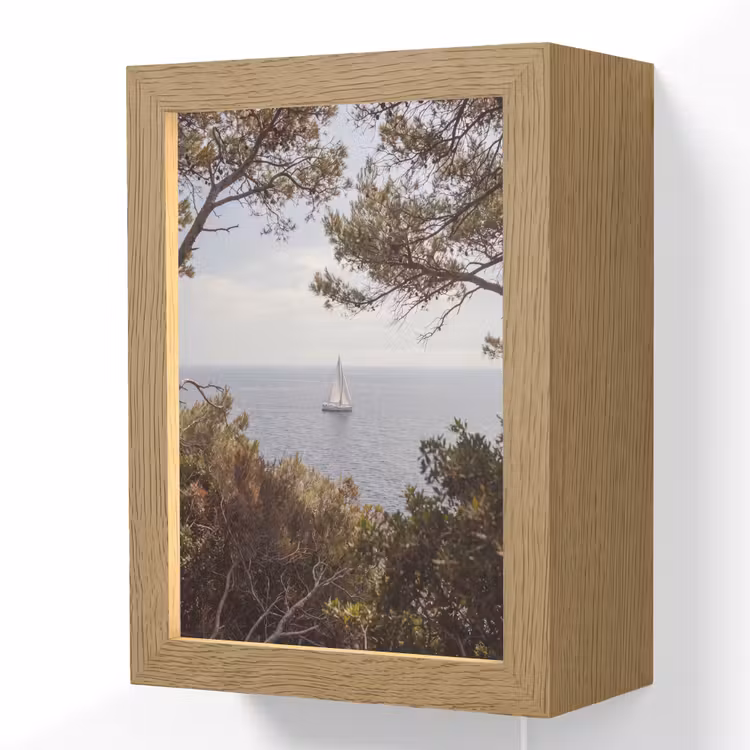 Lightbox - Wandlamp - Zeilboot - bomen - water - Zeilboot - bomen - water Light Box met kabel (Wandlamp) klein