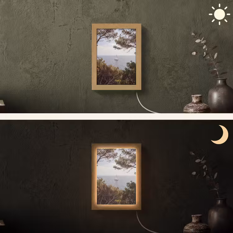 Lightbox - Wandlamp - Zeilboot - bomen - water - Zeilboot - bomen - water Light Box met kabel (Wandlamp) klein