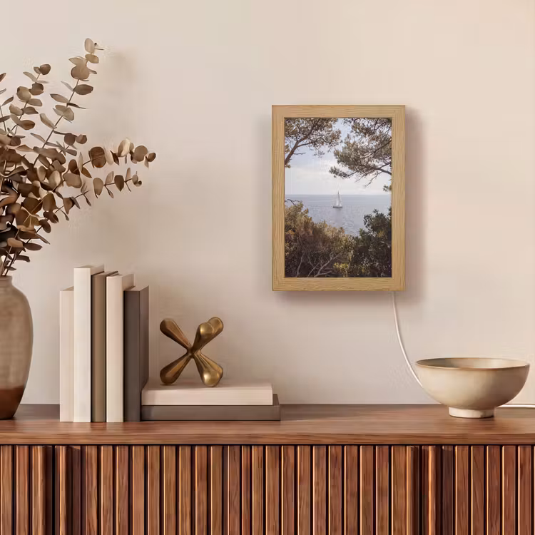 Lightbox - Wandlamp - Zeilboot - bomen - water - Zeilboot - bomen - water Light Box met kabel (Wandlamp) klein