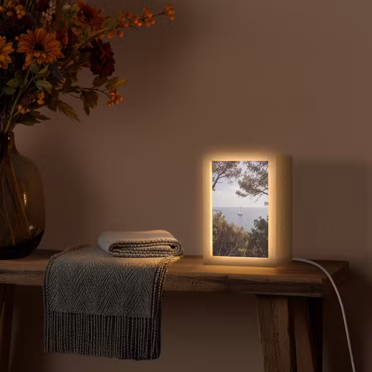Lightbox - Wandlamp - Zeilboot - bomen - water - Zeilboot - bomen - water Light Box met kabel (Wandlamp) klein