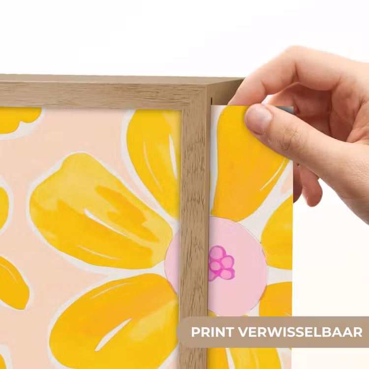 Zomers - Bloemen - Geel Light Box met batterij (Wandlamp) middel 907 -USP_websiteprintNL