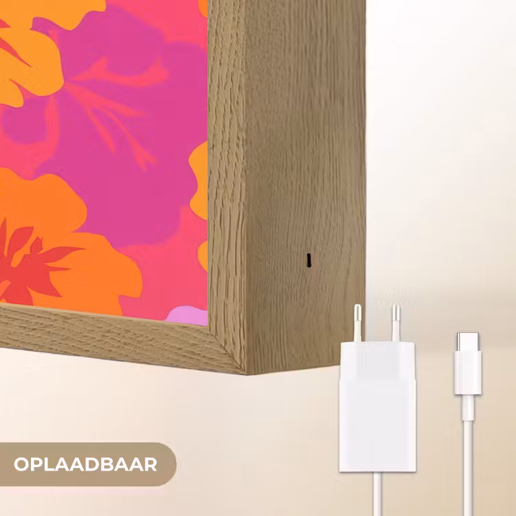 Zomers - Hibiscus - Kleurrijk Light Box met batterij (Wandlamp) middel 907 -USP_websiteoplaadbaarNL