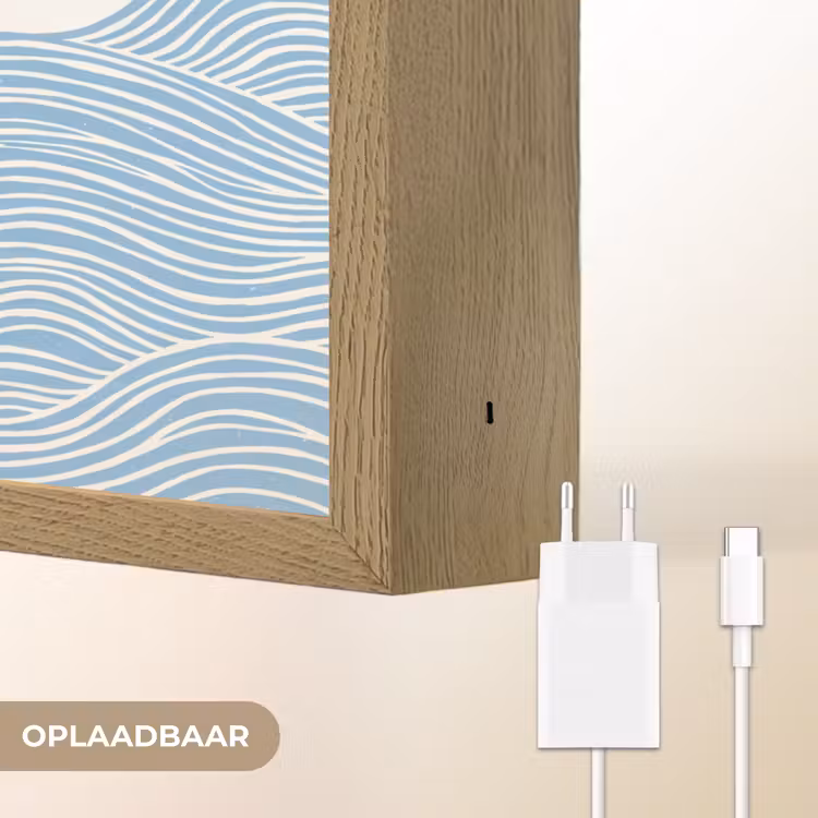 Zon - Golven - Oceaan - Abstract - Rood Light Box met batterij (Wandlamp) middel -USP_websiteoplaadbaarNL