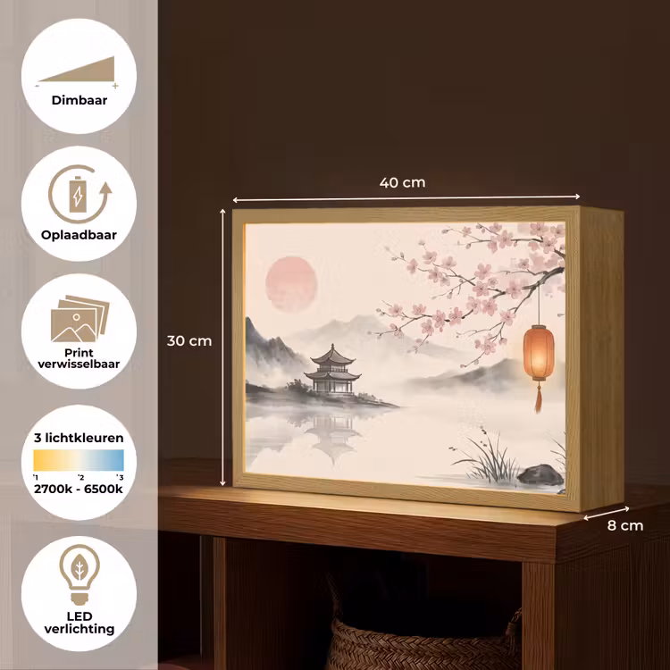 Zon - Japans - Traditioneel Light Box met batterij (Wandlamp) middel -USP_websiteoverzichtNL