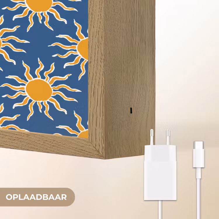 Zon - Patroon - Blauw Light Box met batterij (Wandlamp) middel 907 -USP_websiteoplaadbaarNL