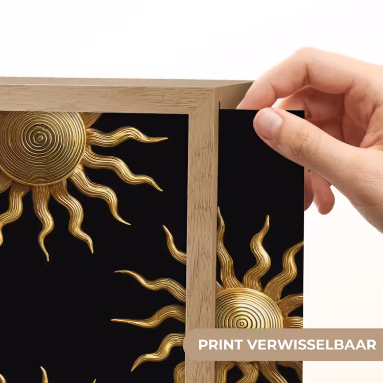 Zon - Patroon - Luxe - Goud - Zwart Light Box met batterij (Wandlamp) middel 907 -USP_websiteprintNL