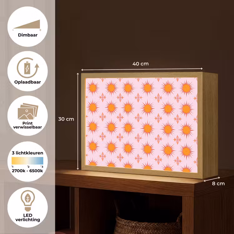 Zon - Patroon - Roze Light Box met batterij (Wandlamp) middel 907 -USP_websiteoverzichtNL