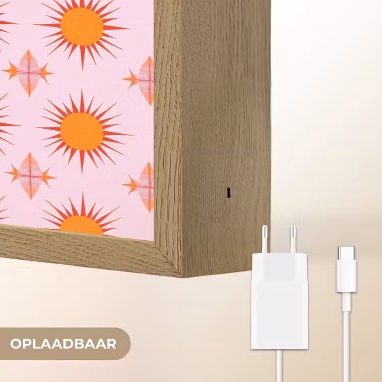 Zon - Patroon - Roze Light Box met batterij (Wandlamp) middel 907 -USP_websiteoplaadbaarNL