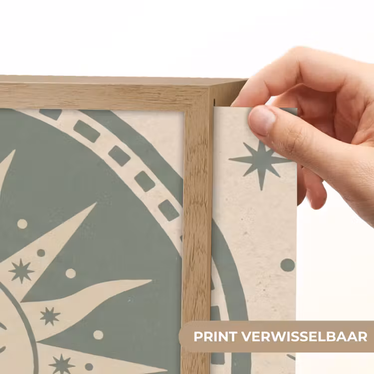 Zon - Sterren - Astrologie - Vintage - Groen Light Box met batterij (Wandlamp) middel -USP_websiteprintNL