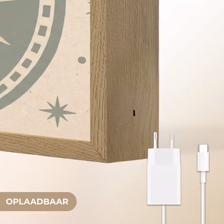 Zon - Sterren - Astrologie - Vintage - Groen Light Box met batterij (Wandlamp) middel -USP_websiteoplaadbaarNL