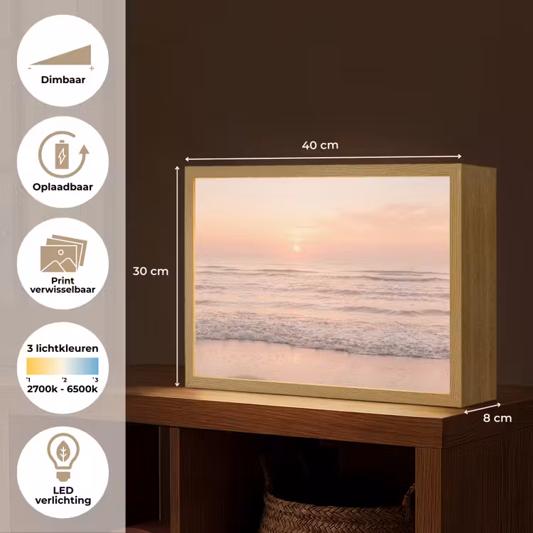 Zon - Strand - Roze Light Box met batterij (Wandlamp) middel -USP_websiteoverzichtNL