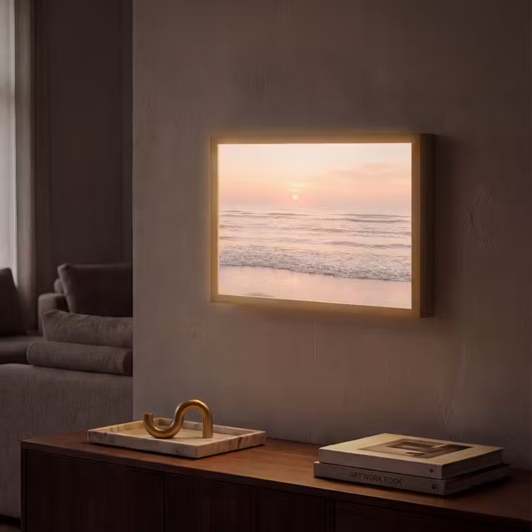 Zon - Strand - Roze Light Box met batterij (Wandlamp) middel -sfeer1