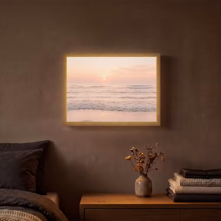 Zon - Strand - Roze Light Box met batterij (Wandlamp) middel -sfeer4