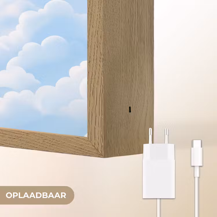 Zon - Vogels - Lucht - Natuur - Geel Light Box met batterij (Wandlamp) middel -USP_websiteoplaadbaarNL