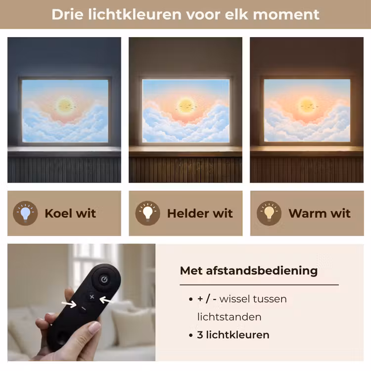 Zon - Vogels - Lucht - Natuur - Geel Light Box met batterij (Wandlamp) middel -USP_lichtkleurNL