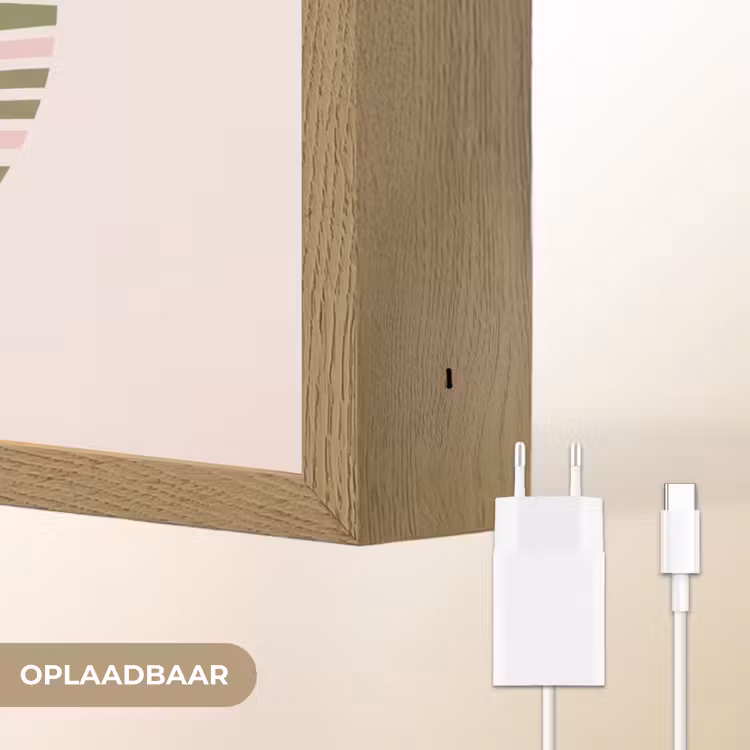 Zon - Zee - Abstract - Modern - Roze Light Box met batterij (Wandlamp) middel -USP_websiteoplaadbaarNL