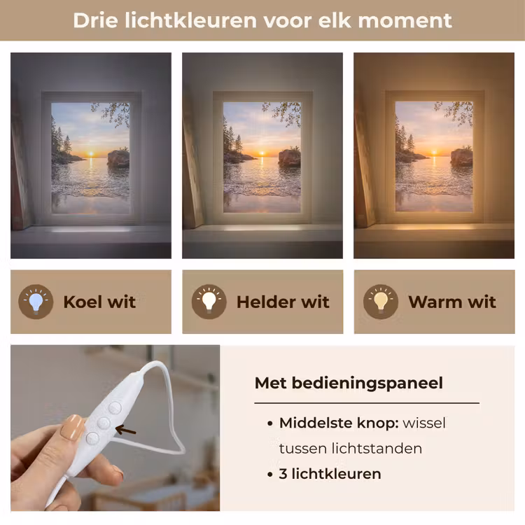 Zonsondergang - Kust - Water - Natuur - Oranje Light Box met kabel (Wandlamp) klein -USP_lichtkleurNL