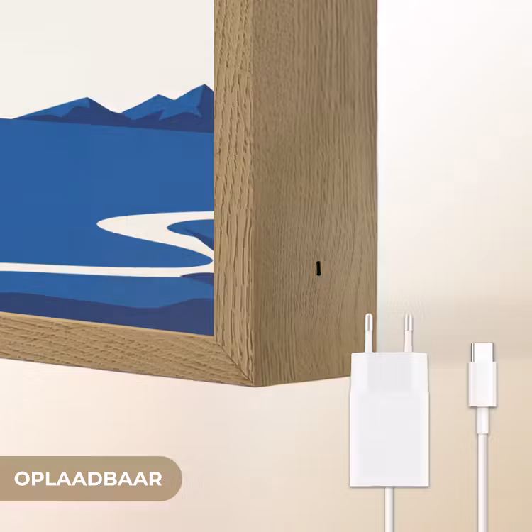 Zonsondergang - Zee - Palmboom - Tropisch - Modern Light Box met batterij (Wandlamp) middel -USP_websiteoplaadbaarNL