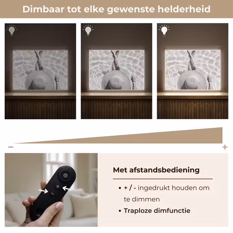 Zwembad - Hoed - Water - Zwart - Wit - Zomers Light Box met batterij (Wandlamp) middel -USP_dimbaarNL