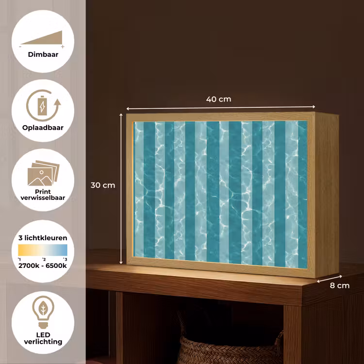 Zwembad - Strepen - Groen Light Box met batterij (Wandlamp) middel 907 -USP_websiteoverzichtNL