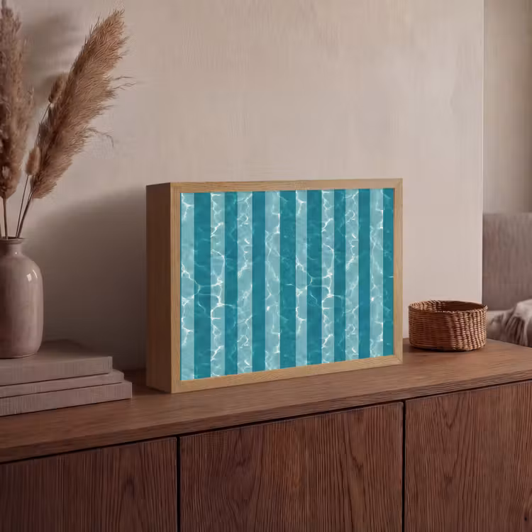 Zwembad - Strepen - Groen Light Box met batterij (Wandlamp) middel 907 -sfeer2