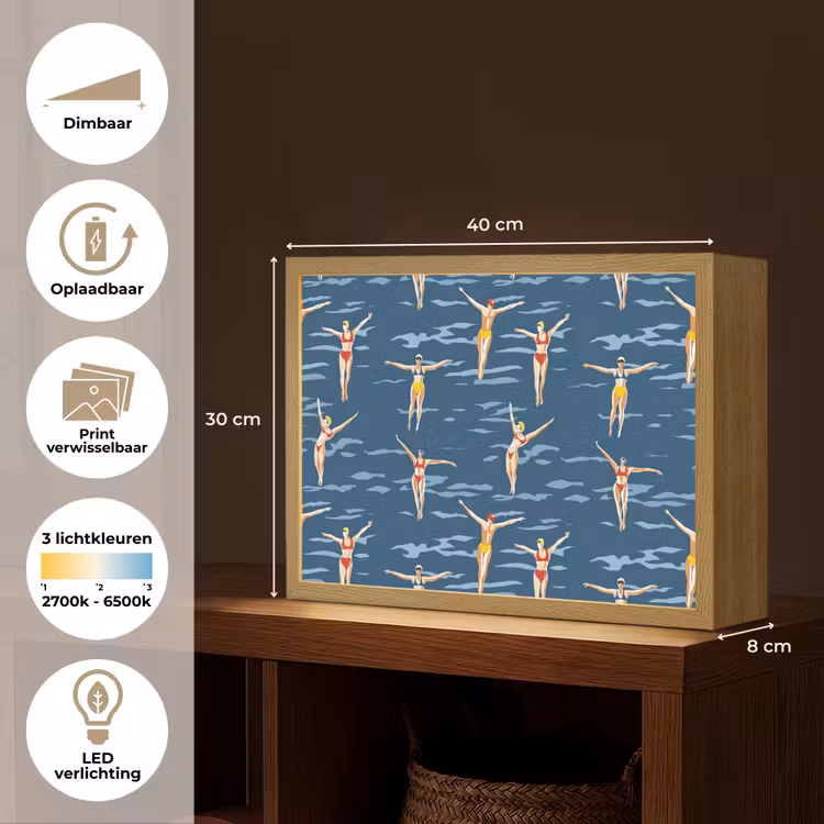 Zwemsters- Retro - Blauw Light Box met batterij (Wandlamp) middel 907 -USP_websiteoverzichtNL