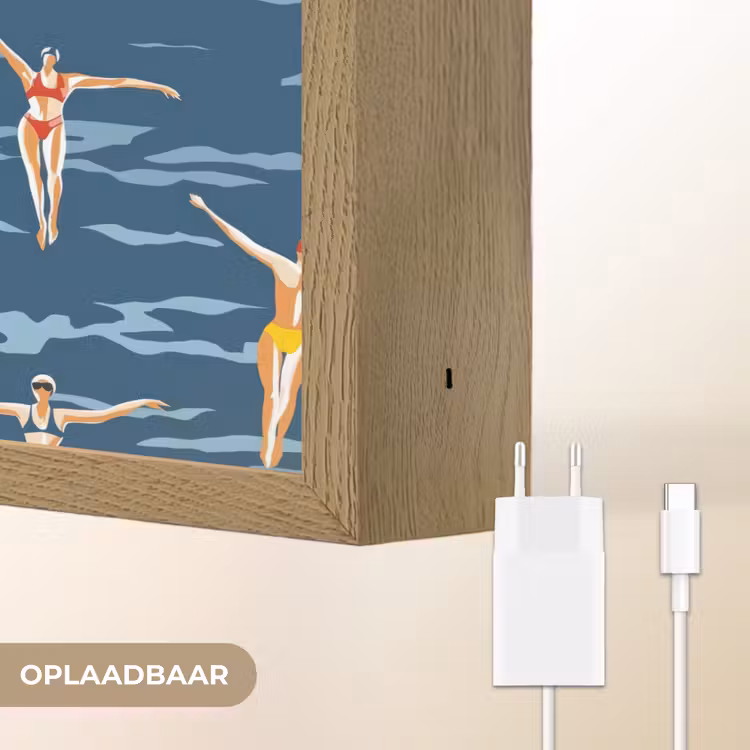 Zwemsters- Retro - Blauw Light Box met batterij (Wandlamp) middel 907 -USP_websiteoplaadbaarNL