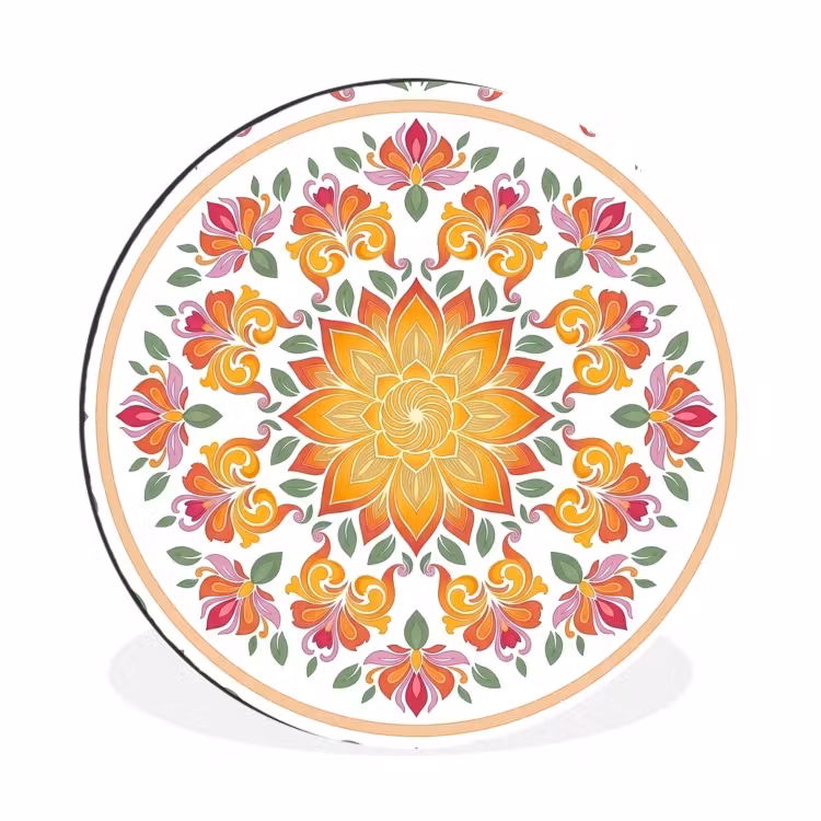 Mandala - Bloemen - Decoratie - Kleurrijk - Abstract Wandcirkel aluminium klein -3d