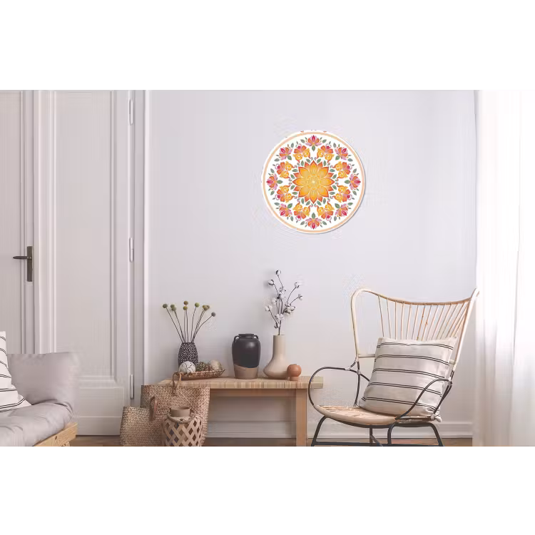 Mandala - Bloemen - Decoratie - Kleurrijk - Abstract Wandcirkel aluminium klein -woonkamer