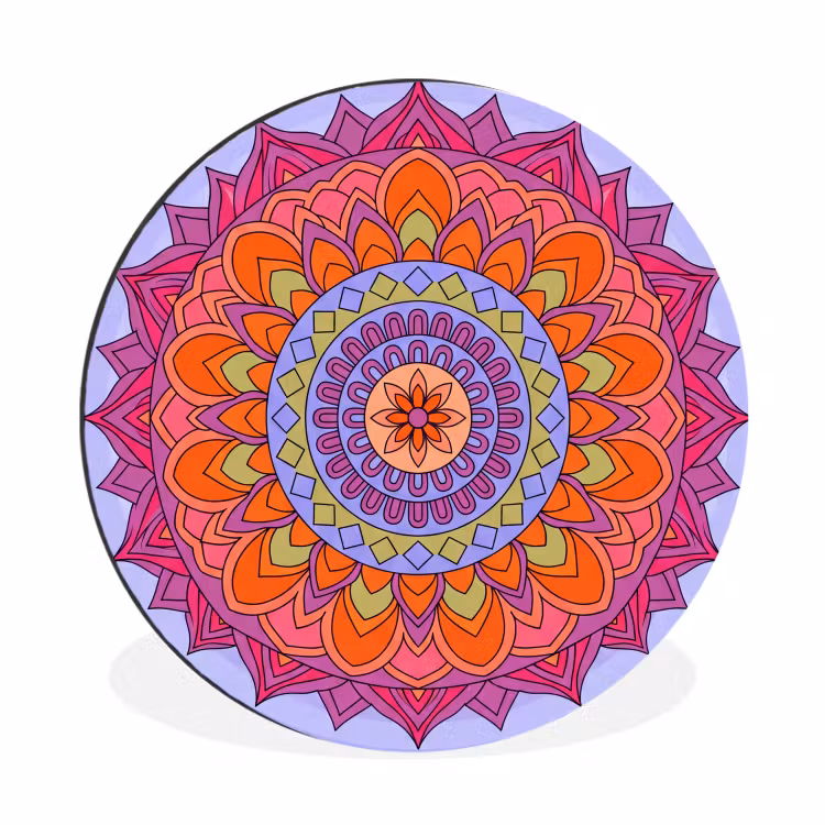 Mandala - Cirkel - Abstract - Kleurrijk - Patroon Wandcirkel aluminium klein -3d