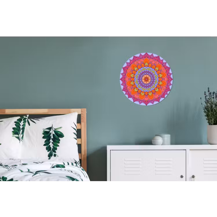 Mandala - Cirkel - Abstract - Kleurrijk - Patroon Wandcirkel aluminium klein -slaapkamer