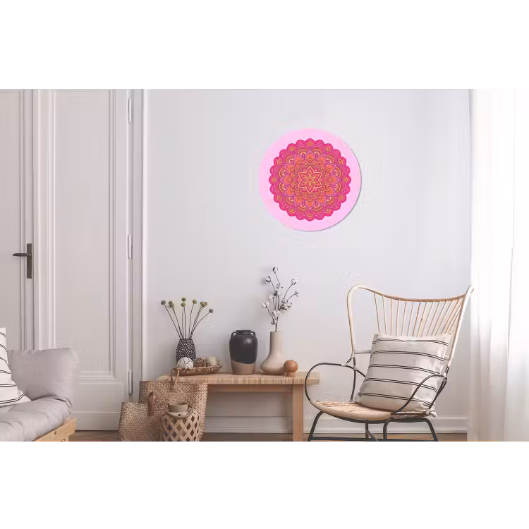 Mandala - Cirkel - Spiritueel - Oosters - Roze Wandcirkel aluminium klein -woonkamer